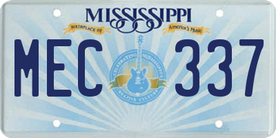 MS license plate MEC337