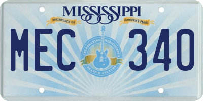 MS license plate MEC340