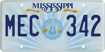 MS license plate MEC342