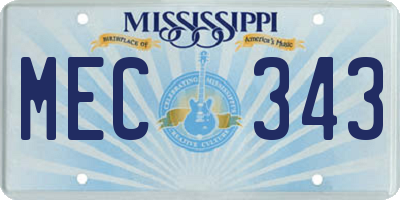 MS license plate MEC343