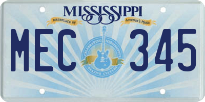 MS license plate MEC345