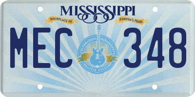 MS license plate MEC348