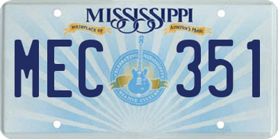 MS license plate MEC351