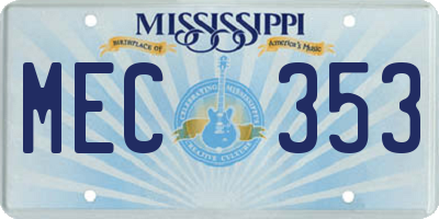 MS license plate MEC353