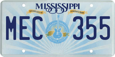 MS license plate MEC355