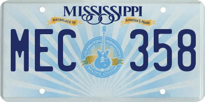 MS license plate MEC358