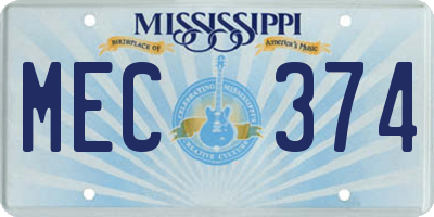MS license plate MEC374
