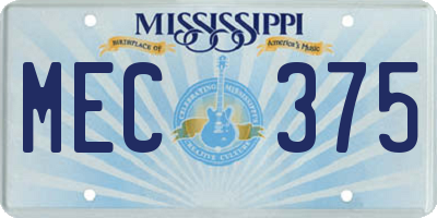 MS license plate MEC375