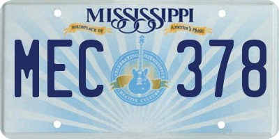 MS license plate MEC378