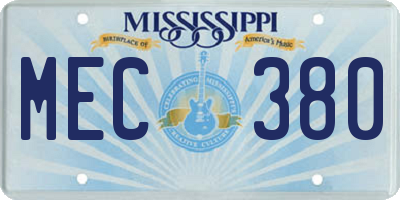 MS license plate MEC380