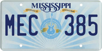 MS license plate MEC385