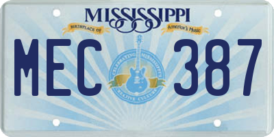 MS license plate MEC387