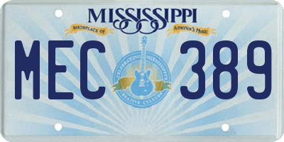 MS license plate MEC389