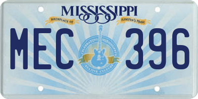 MS license plate MEC396