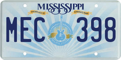 MS license plate MEC398