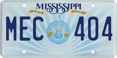 MS license plate MEC404