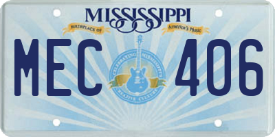 MS license plate MEC406