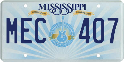 MS license plate MEC407