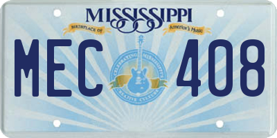 MS license plate MEC408