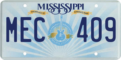 MS license plate MEC409