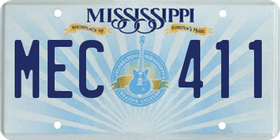 MS license plate MEC411
