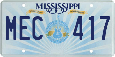 MS license plate MEC417