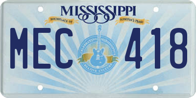 MS license plate MEC418