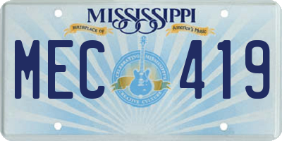 MS license plate MEC419
