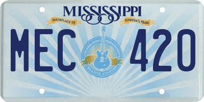 MS license plate MEC420