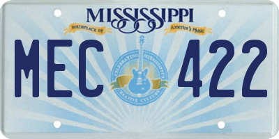 MS license plate MEC422