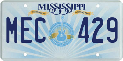 MS license plate MEC429