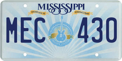 MS license plate MEC430
