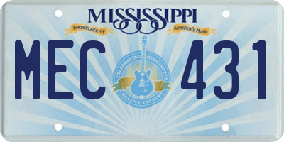 MS license plate MEC431