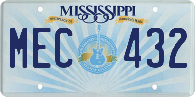 MS license plate MEC432
