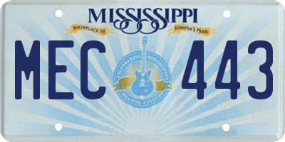 MS license plate MEC443