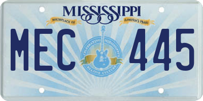 MS license plate MEC445