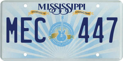 MS license plate MEC447