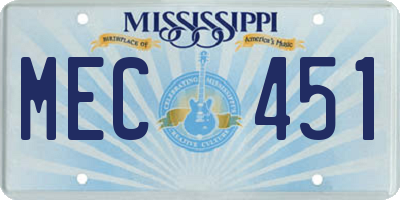 MS license plate MEC451