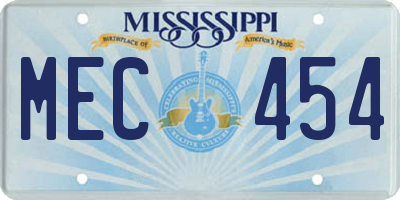 MS license plate MEC454