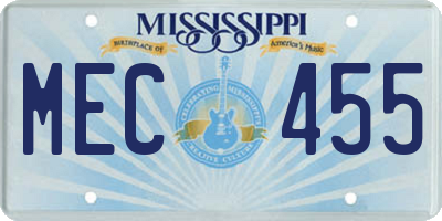MS license plate MEC455