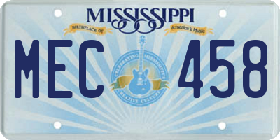 MS license plate MEC458