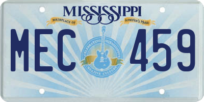 MS license plate MEC459