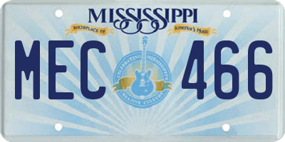 MS license plate MEC466