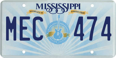 MS license plate MEC474