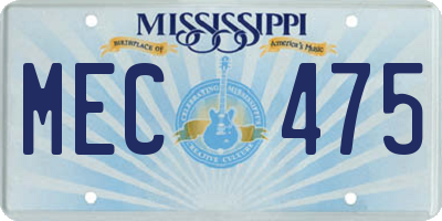 MS license plate MEC475