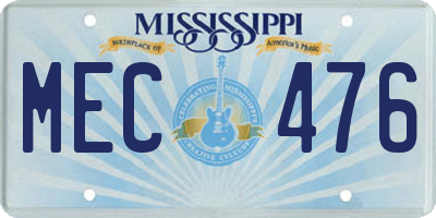 MS license plate MEC476