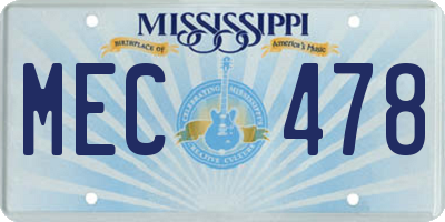 MS license plate MEC478