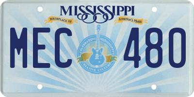 MS license plate MEC480