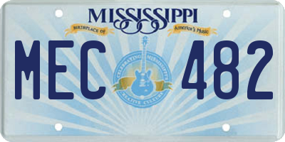 MS license plate MEC482