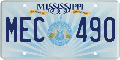 MS license plate MEC490